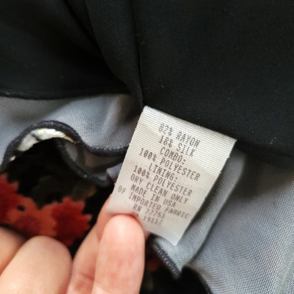 Vintage Betsey Johnson Dark Romance Floral Velvet Burnout Silk Slip Dress - Picture 5 of 9